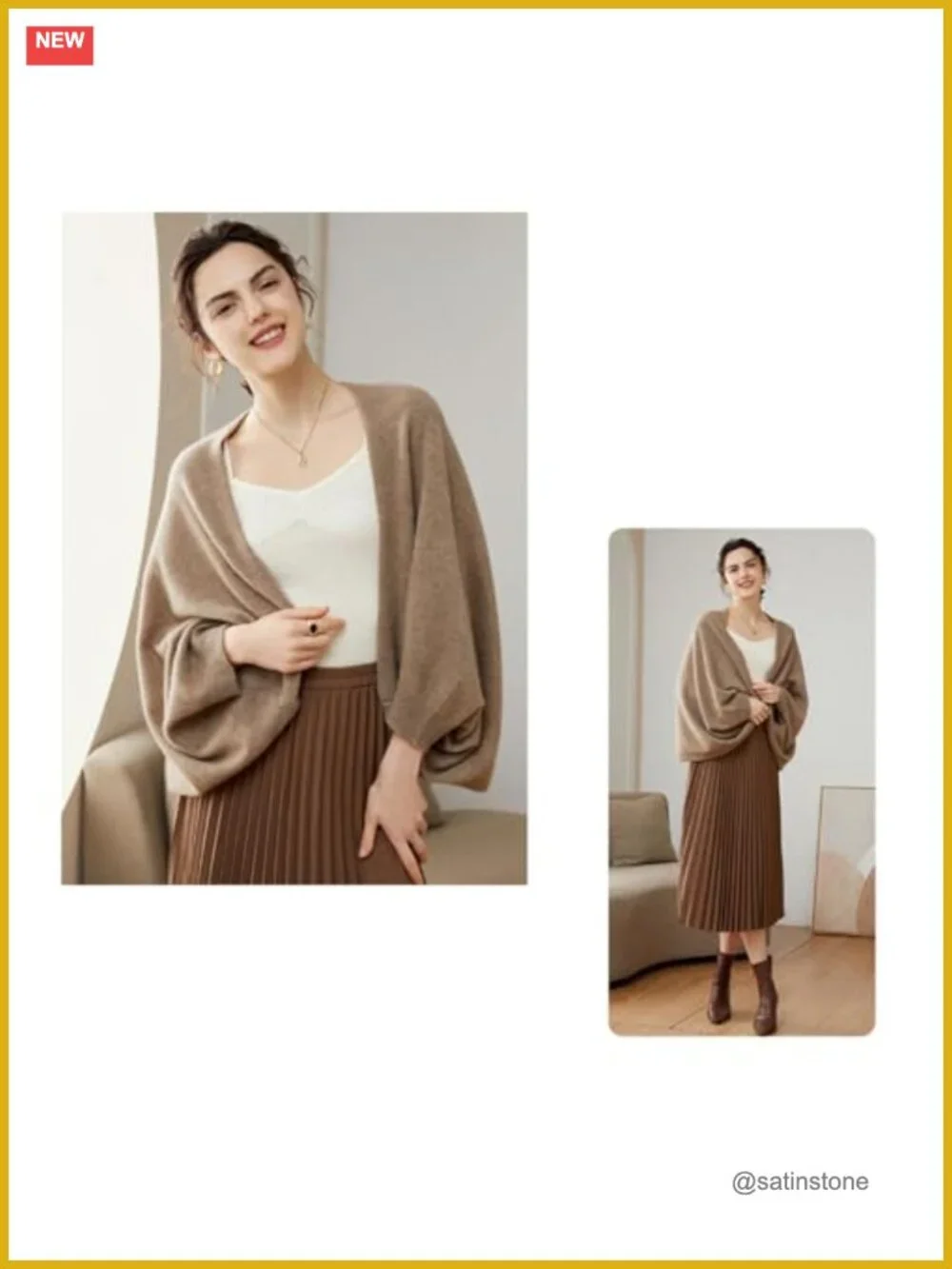 Wrap Sweater Shawl with Sleeves Poncho Pashmina Clips